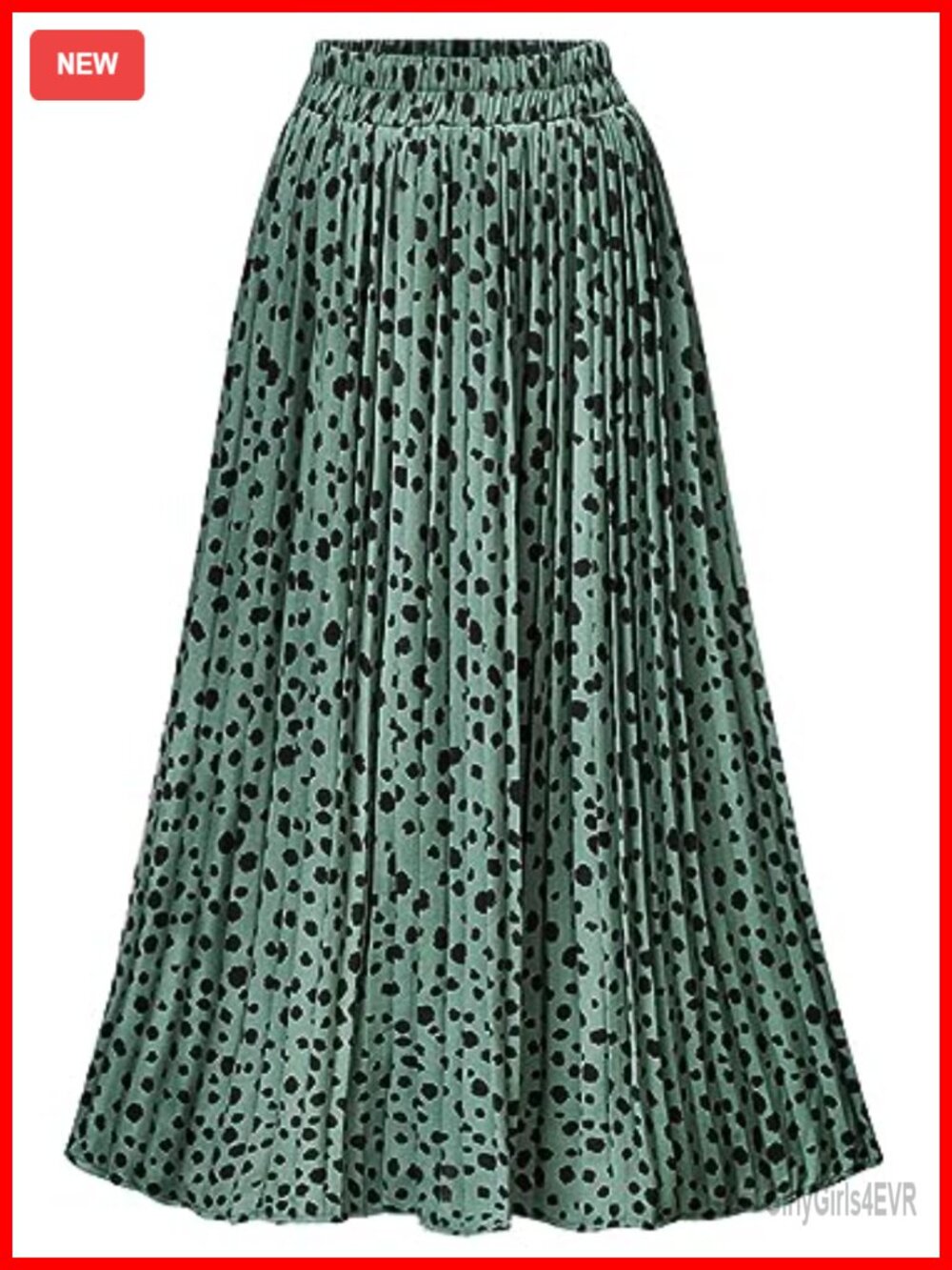 Leopard Print Midi Long Pleated Skirt High Waisted A Line for Women